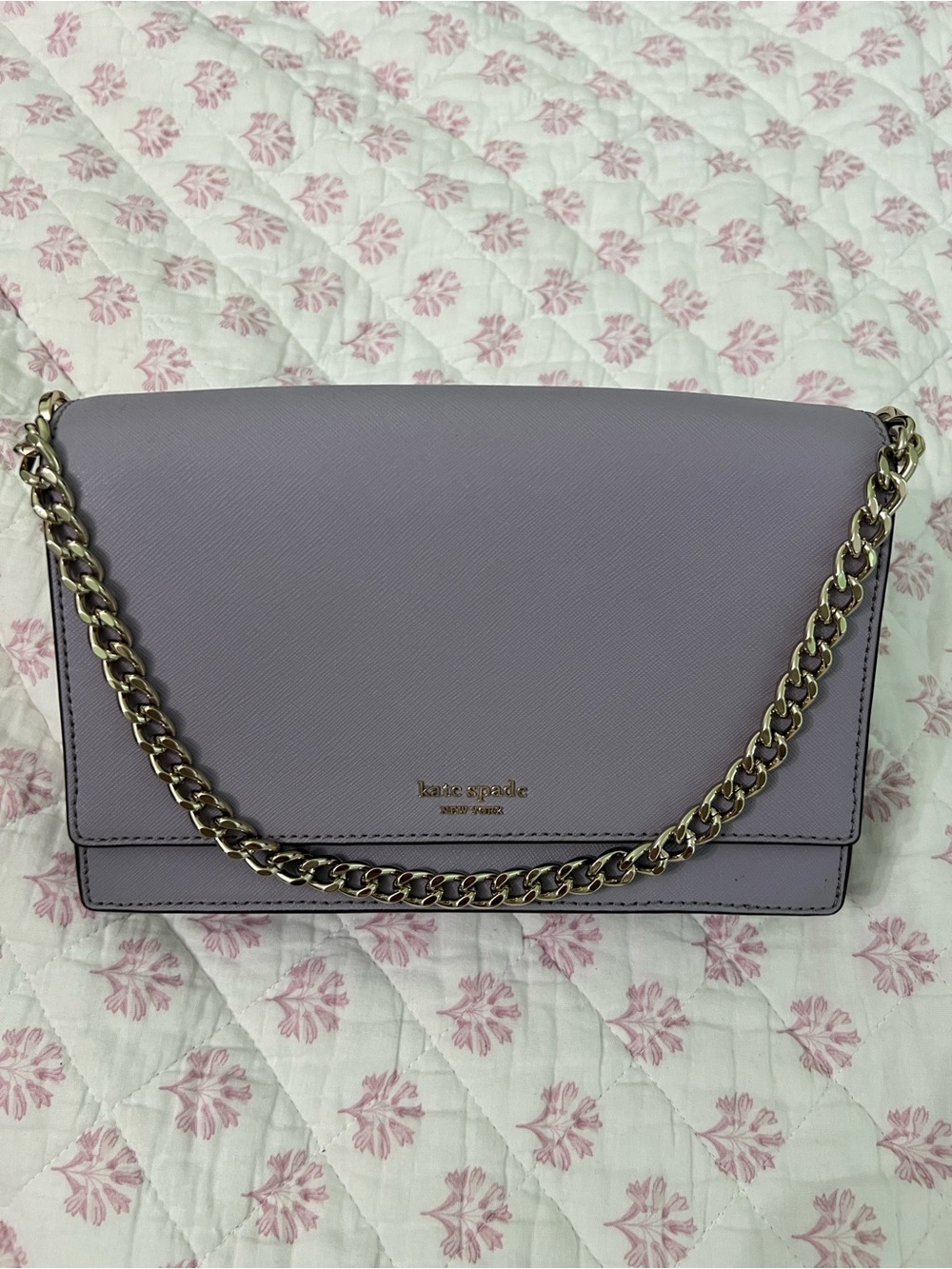 kate spade lavender crossbody with gold chain strap